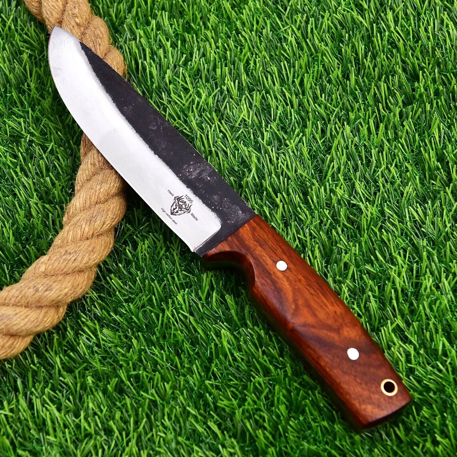 High Carbon Forged Knife with Exotic Wood Handle for Hunting