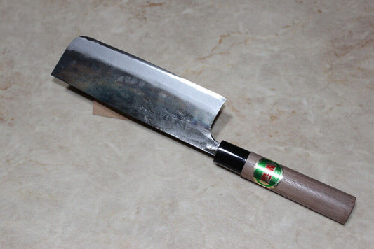 Japanese Kurouchi Nakiri Knife with Chestnut Handle