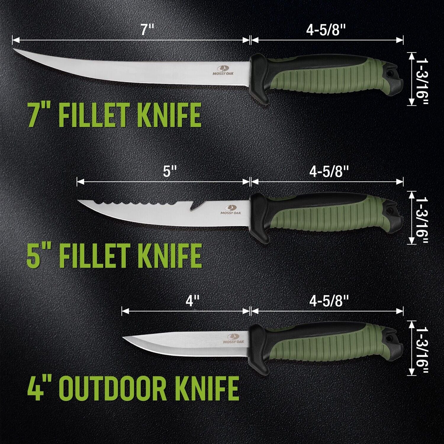 Mossy Oak Fish Fillet Knife Set with Protective Sheath