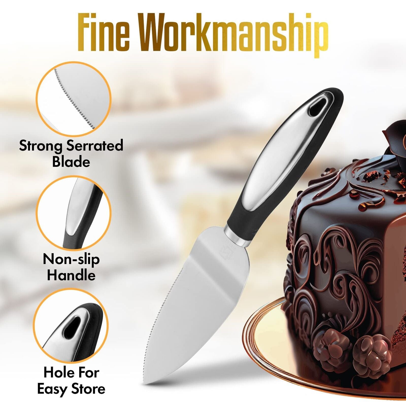 Cake Knife and Server Set – Perfect Cake Cutter and Pie Spatula