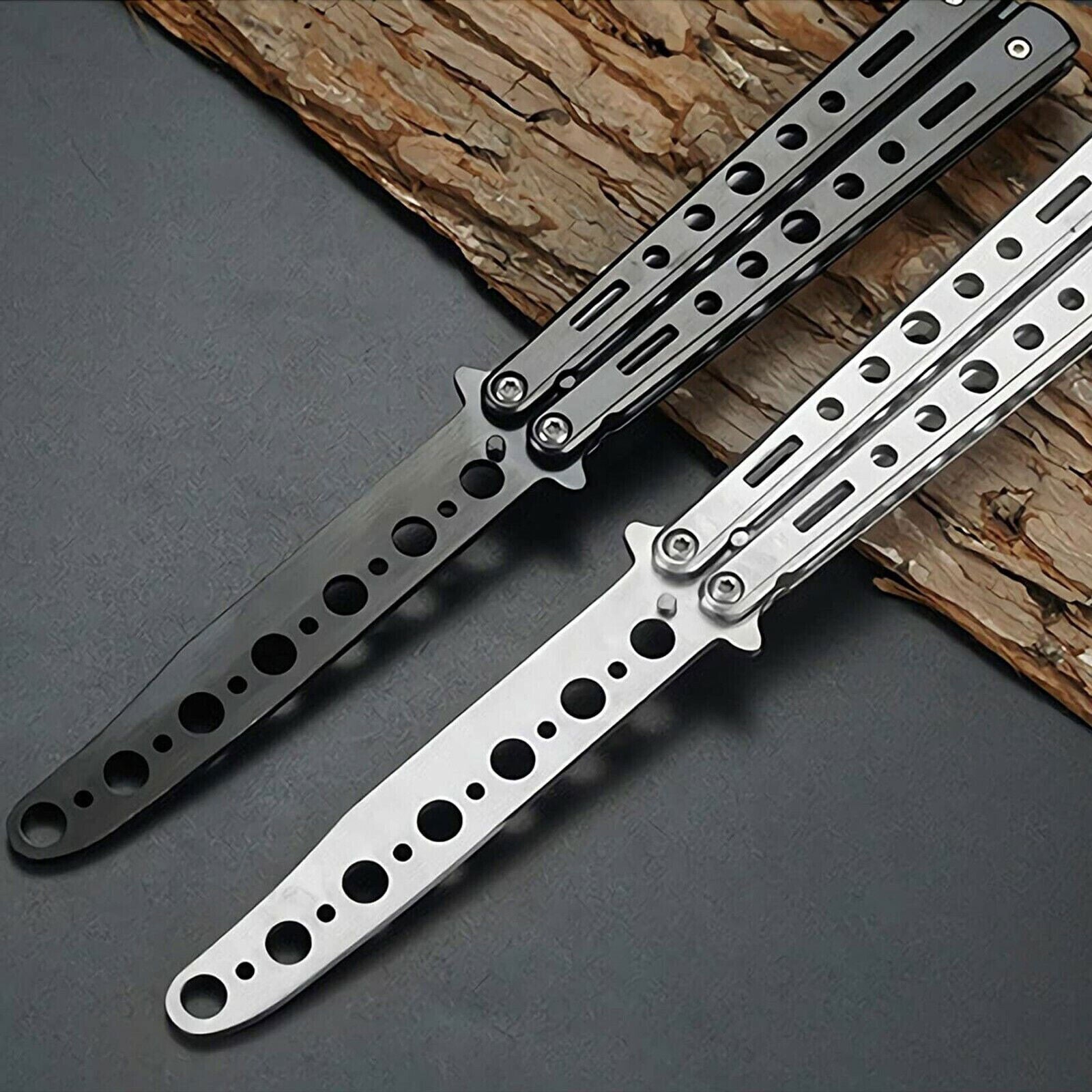 Black Stainless Steel Butterfly Knife Trainer � Metal Practice Tool for Beginners