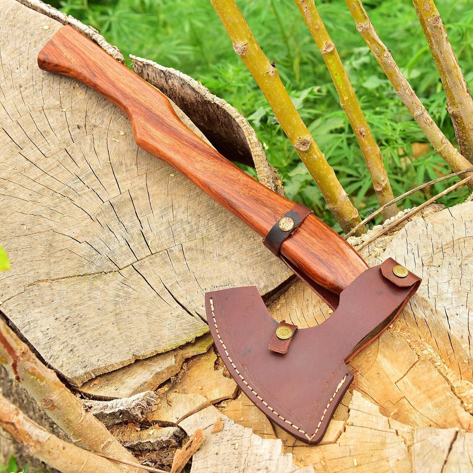 Bearded Damascus Axe for Camping and Viking Style Hatchet