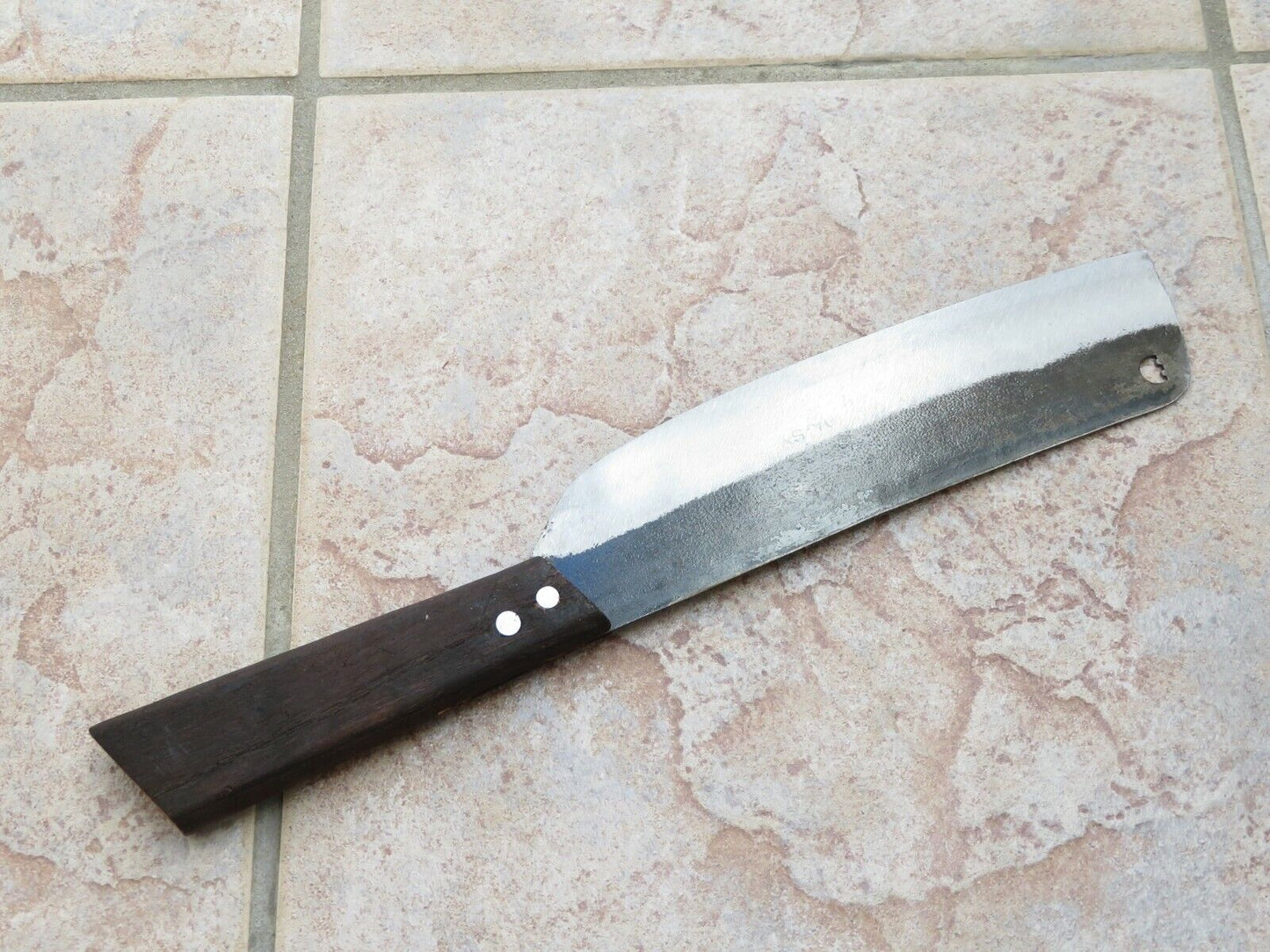 Crude Japanese Nakiri Chef Knife with Carbon Steel Blade