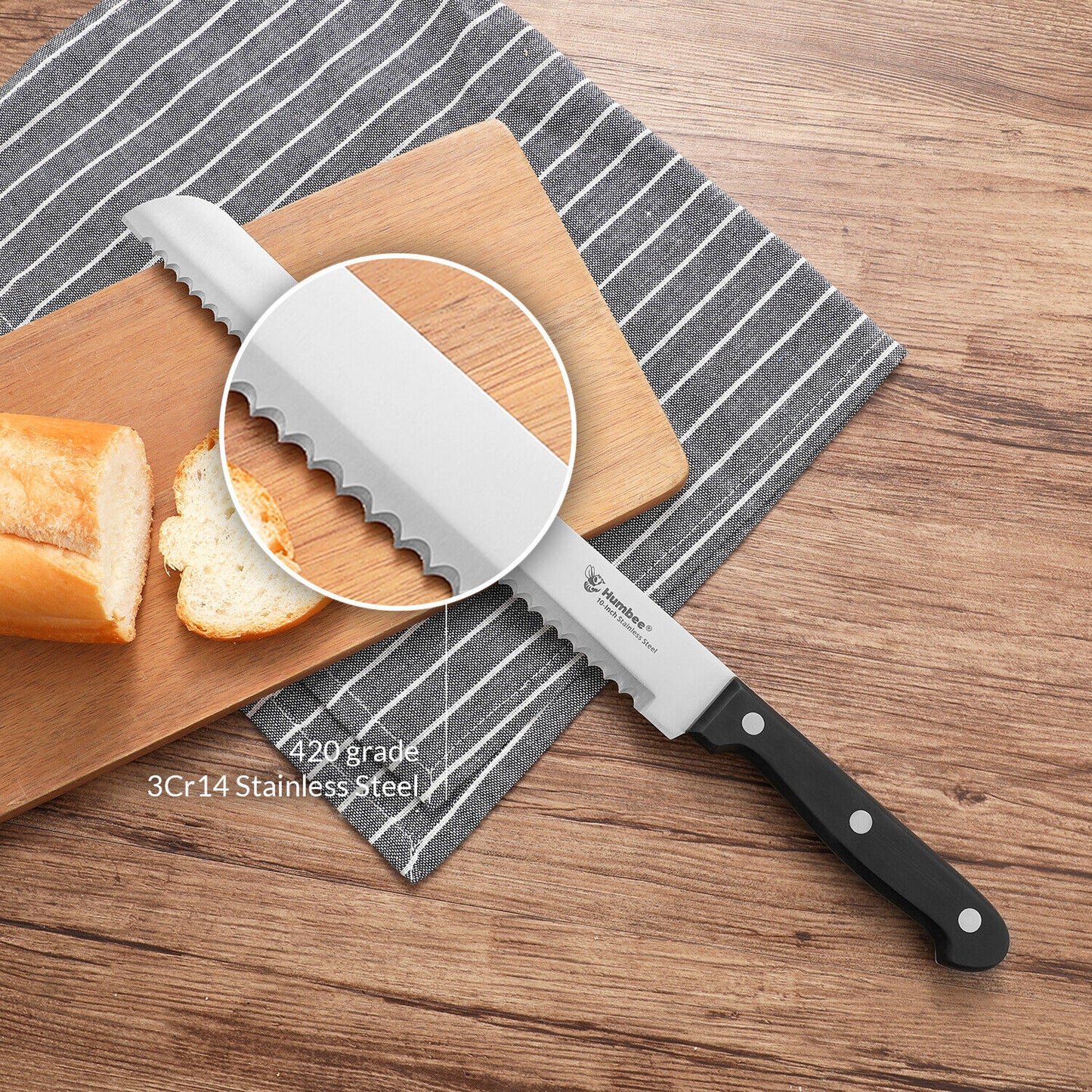 Humbee Chef Stainless Steel Serrated Bread Knives