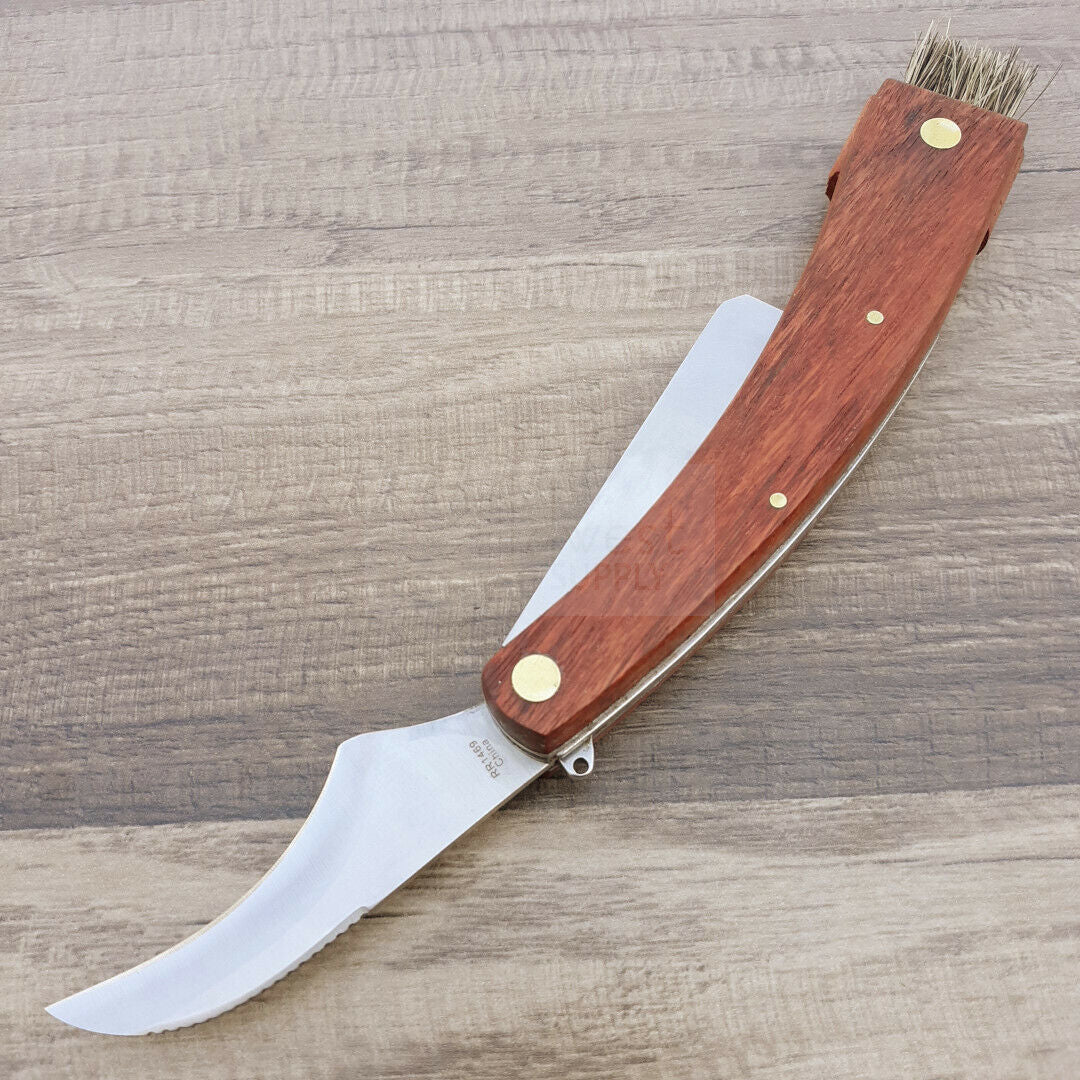 Rough Ryder Mushroom Knife with 440A Steel Blade and Wood Handle