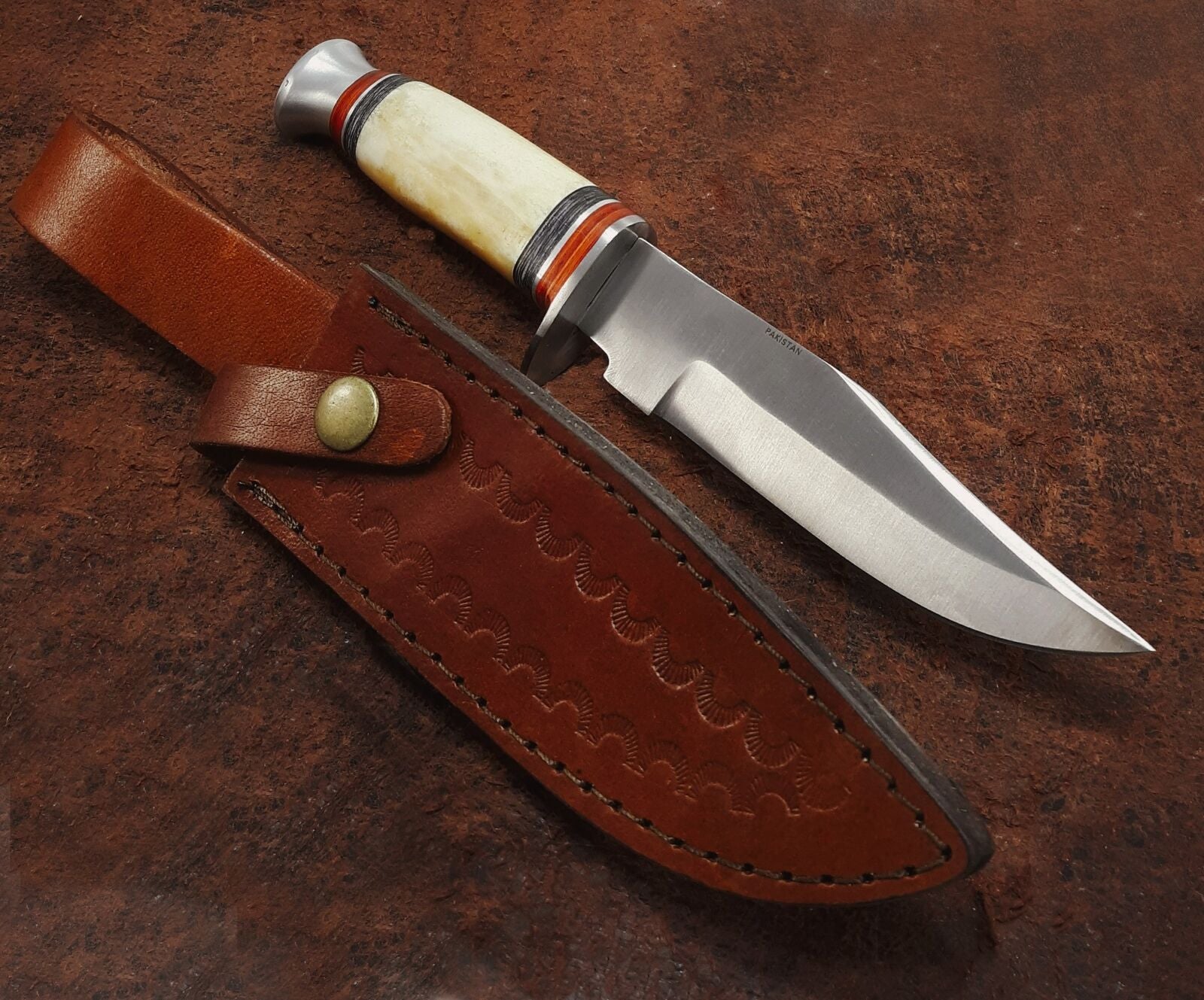 Bone Handled Knife for EDC with Sheath