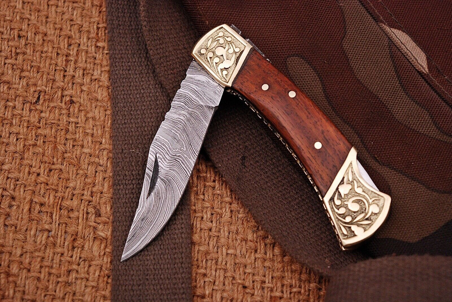 Custom Damascus Tactical Folding Pocket Knife