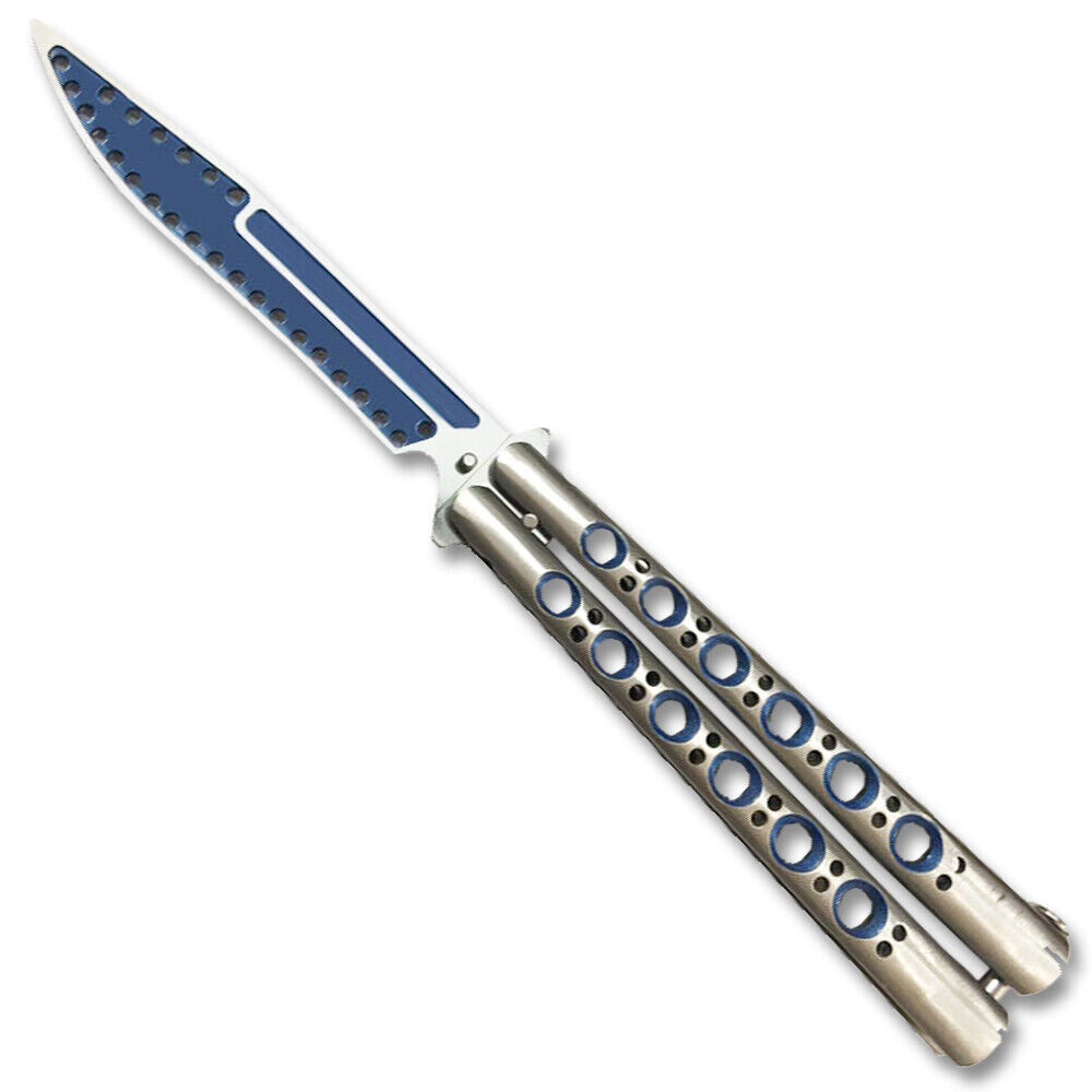 Limited Edition Blue & Silver Butterfly Knife Trainer � Non-Sharp Practice Blade