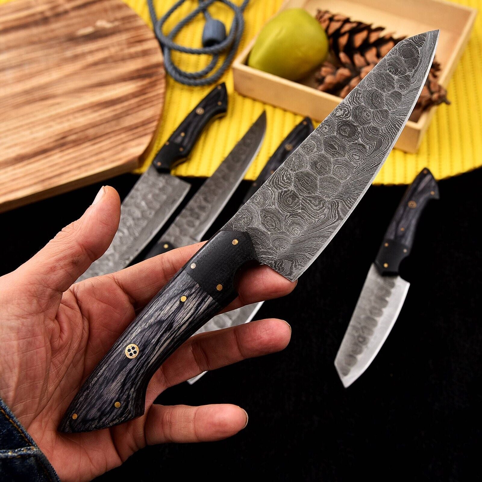 Hand Forged Damascus Steel Chef Knife Set - Kitchen Knives