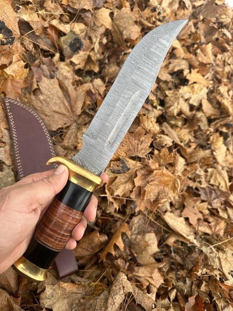 Custom Handmade Damascus Steel Crocodile Dundee Survival Knife