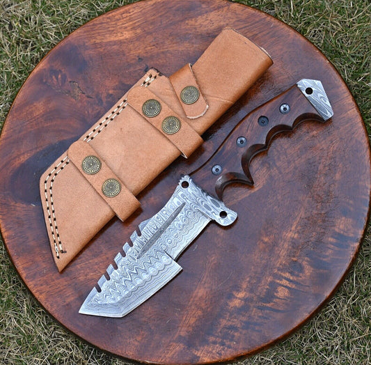 Custom Damascus Tracker Knife for Hunting