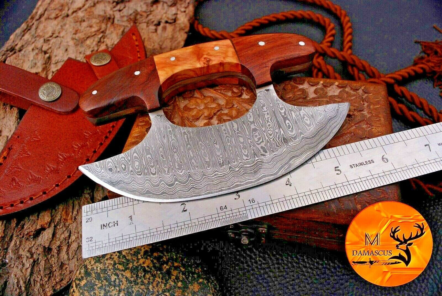 CUSTOM HAND MADE FORGED DAMASCUS STEEL ULU KNIFE/CHEF KNIFE KITCHEN KNIFE 1814