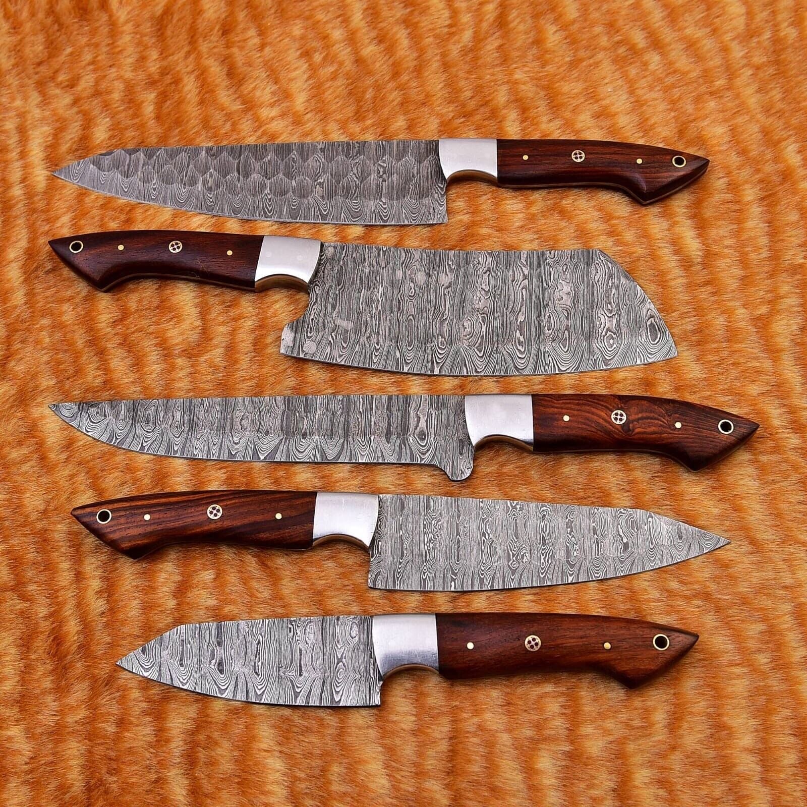 Forged Damascus Chef Knife Set - Handmade