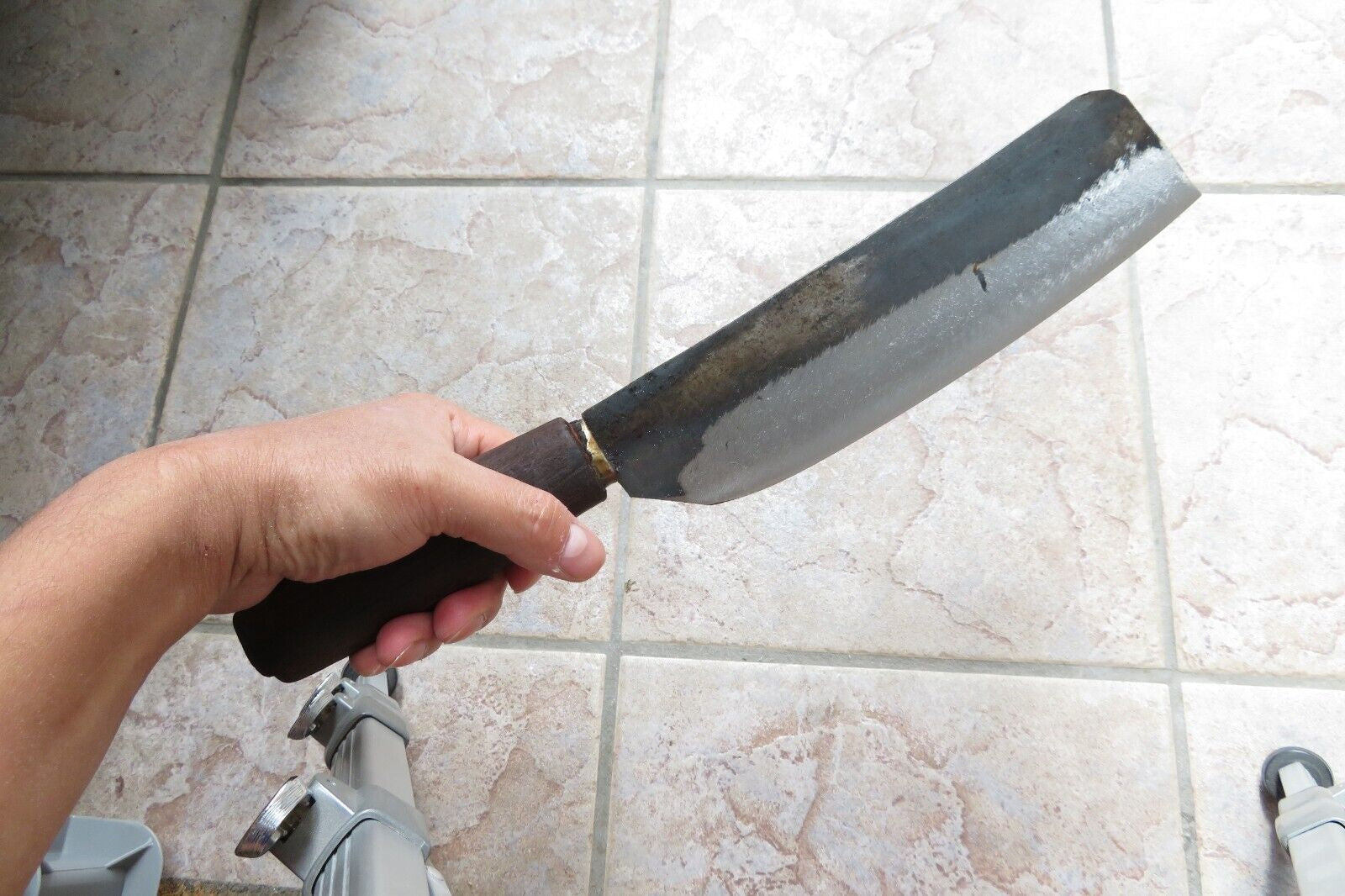 Crude Nakiri Chef Knife with Sharp Carbon Steel