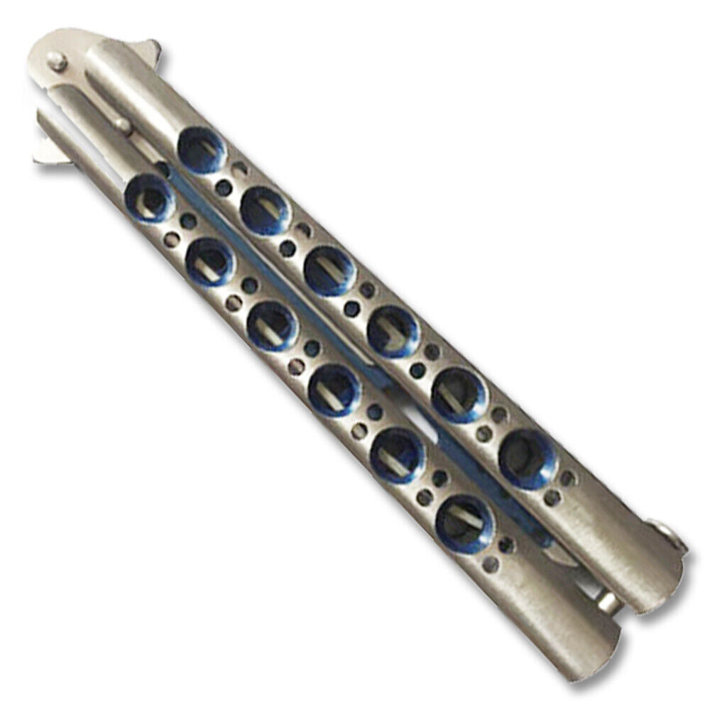 Limited Edition Blue & Silver Butterfly Knife Trainer � Non-Sharp Practice Blade