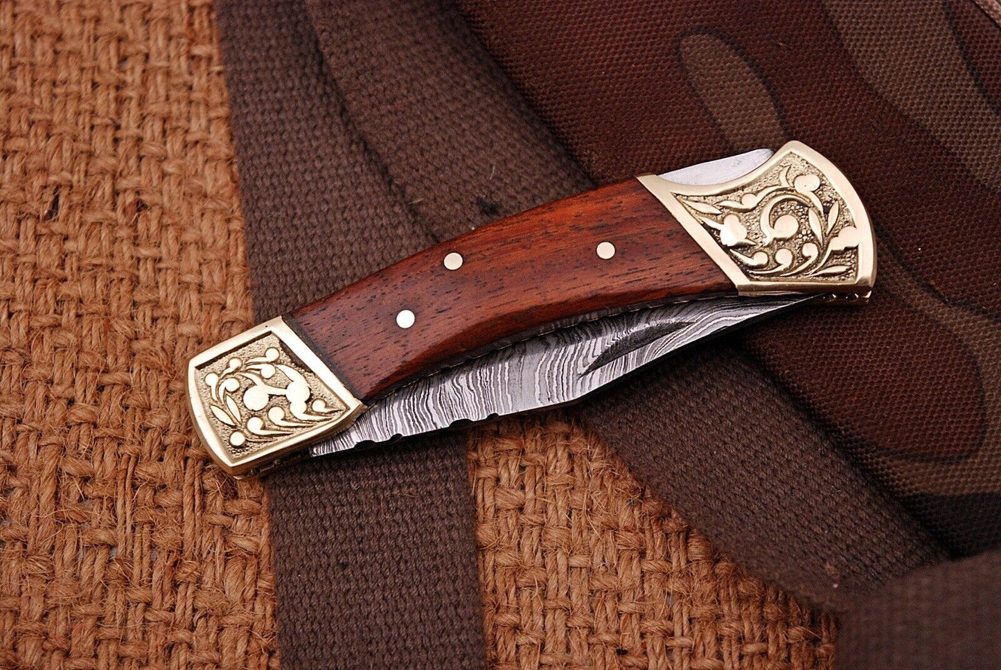 Custom Damascus Tactical Folding Pocket Knife