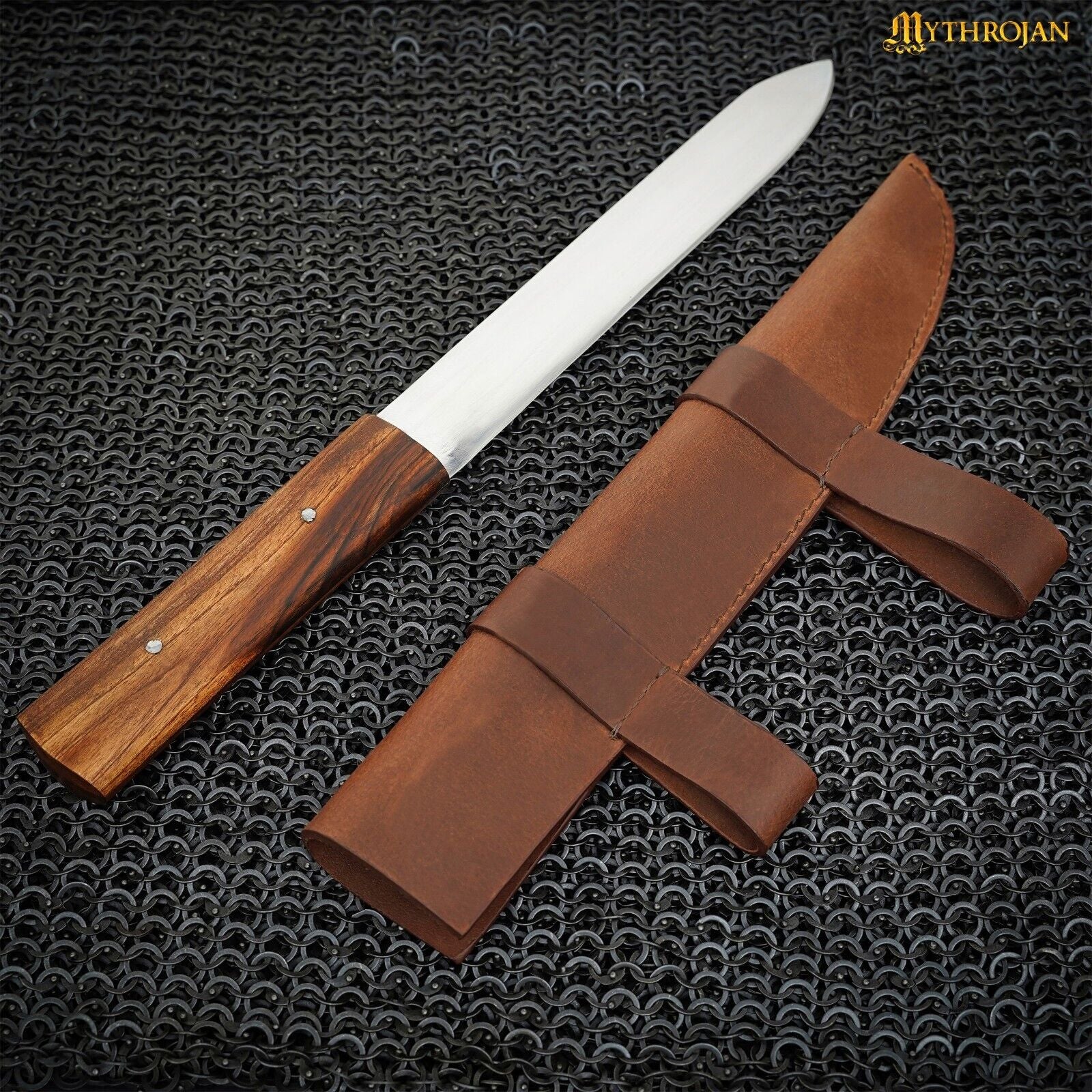 Hand-Forged Viking Knife with Leather Sheath - Seax Design