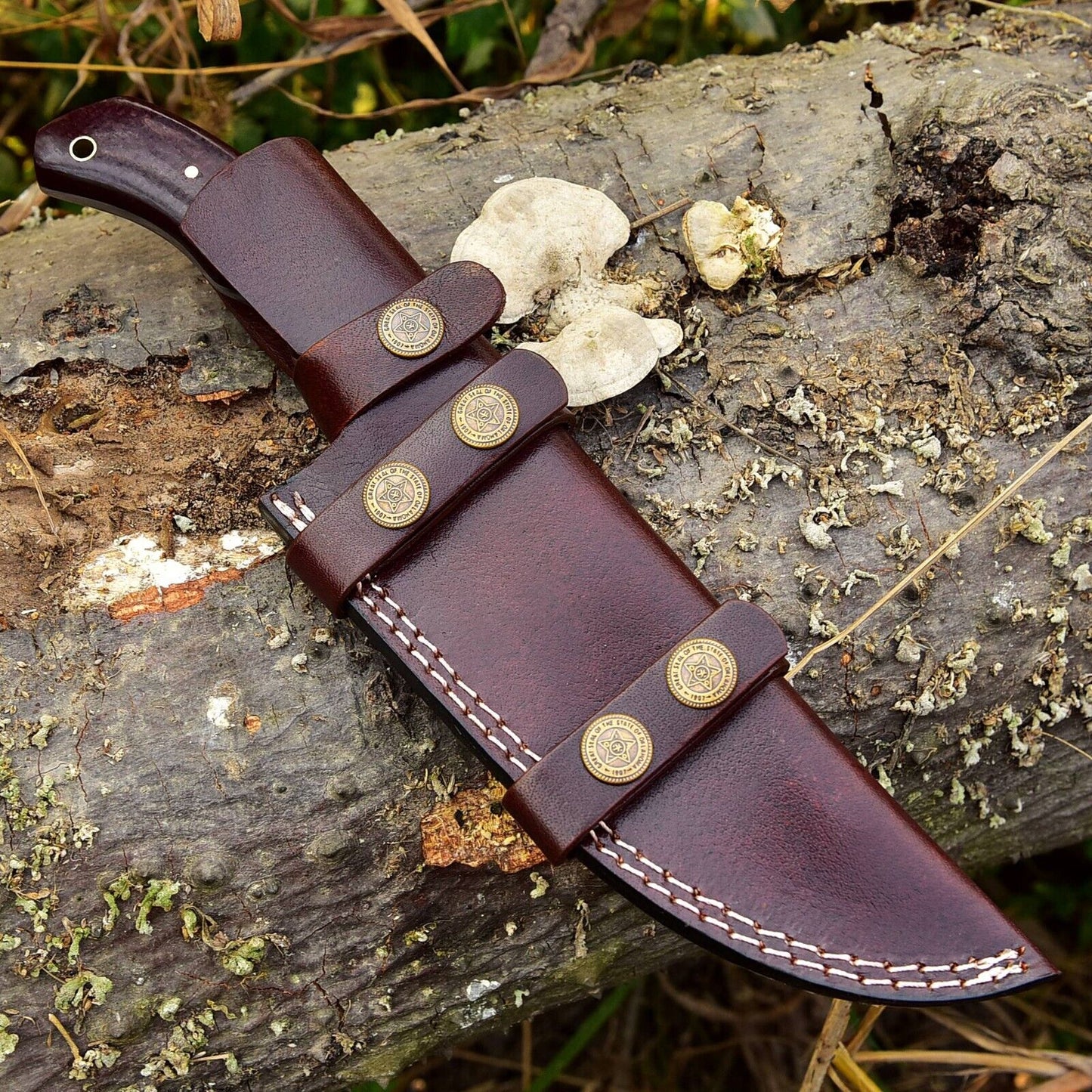 Custom Damascus Fixed Blade Hunting Knife with Sheath