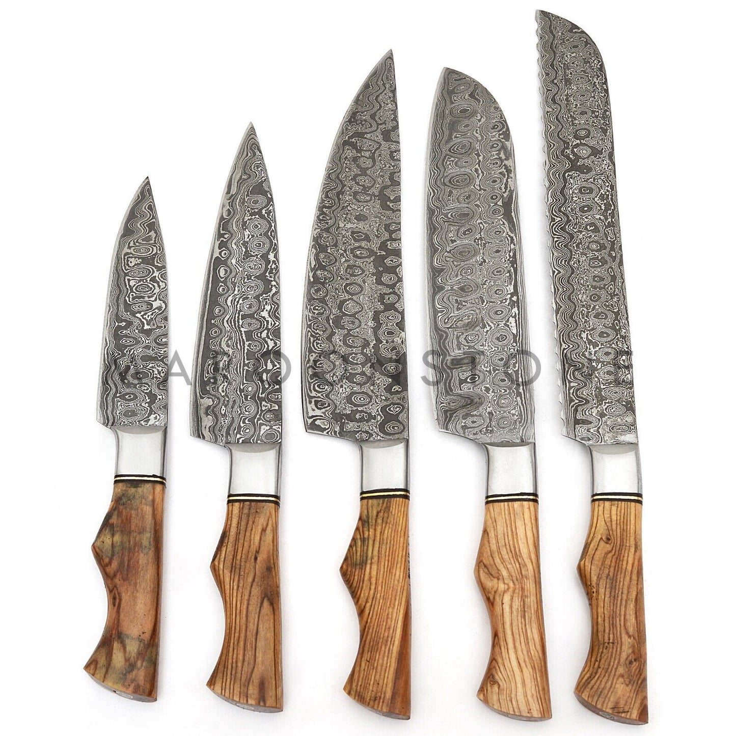 Custom Handmade Damascus Chef Knife Set