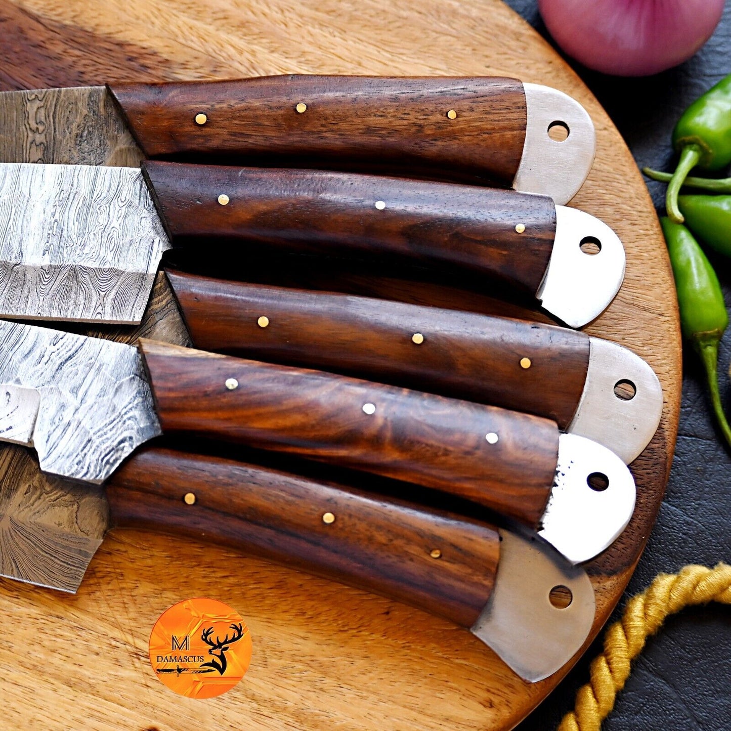 Premium Damascus Steel Chef Knife Set - Forged Kitchen Knife Set