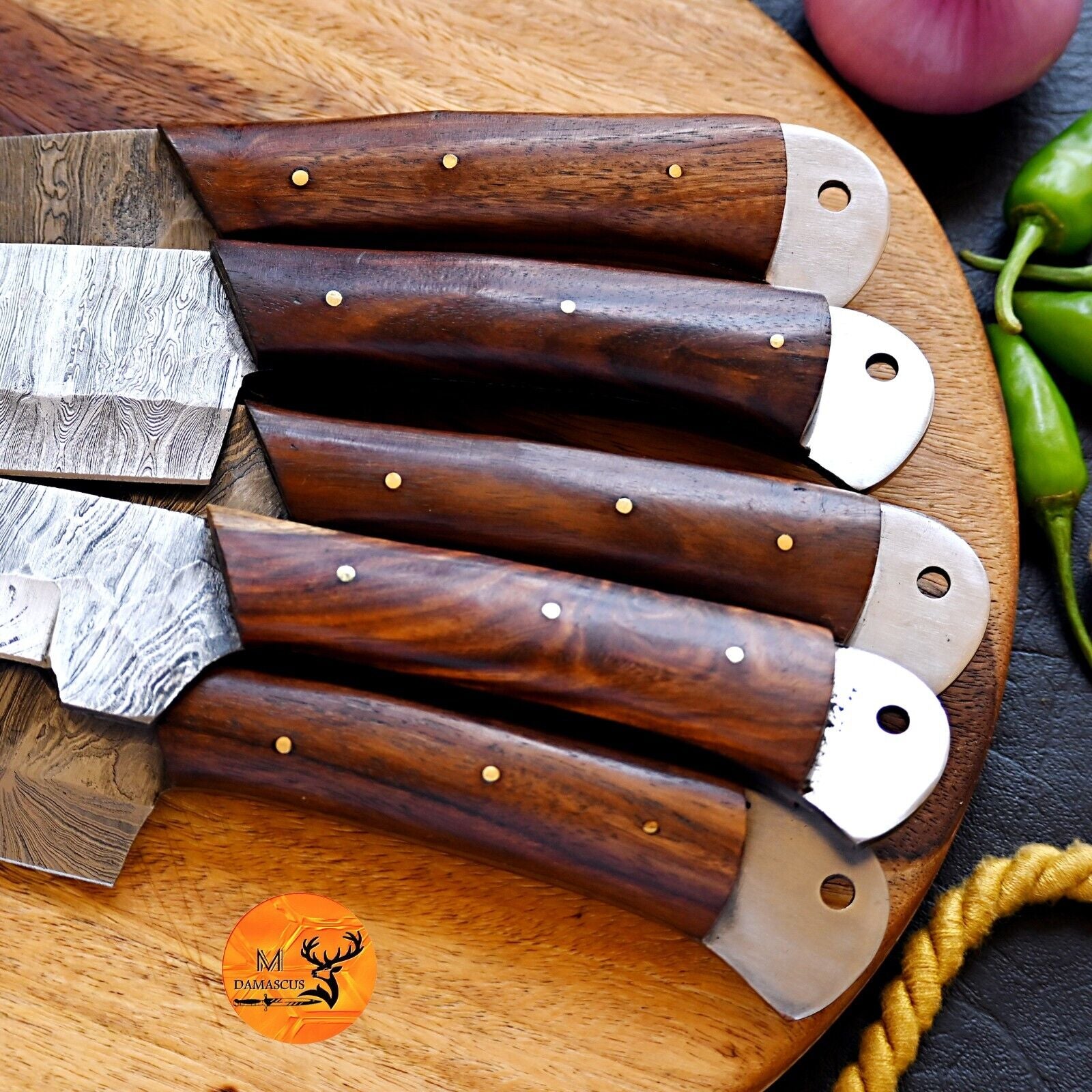 Premium Damascus Steel Chef Knife Set - Forged Kitchen Knife Set