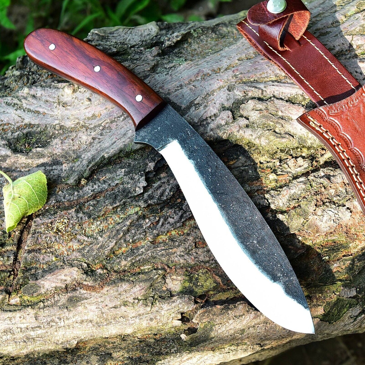 Custom Hand Forged High Carbon Steel Kukri Knife with Exotic Wood Handle