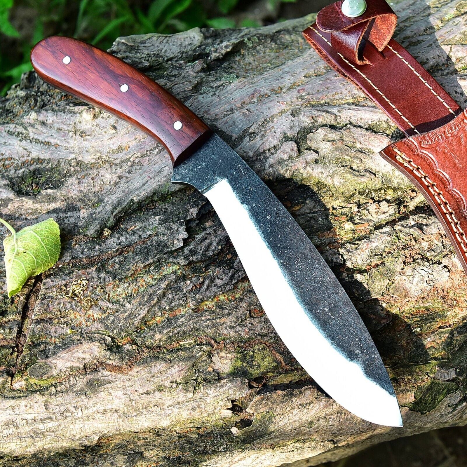 Custom Hand Forged High Carbon Steel Kukri Knife with Exotic Wood Handle