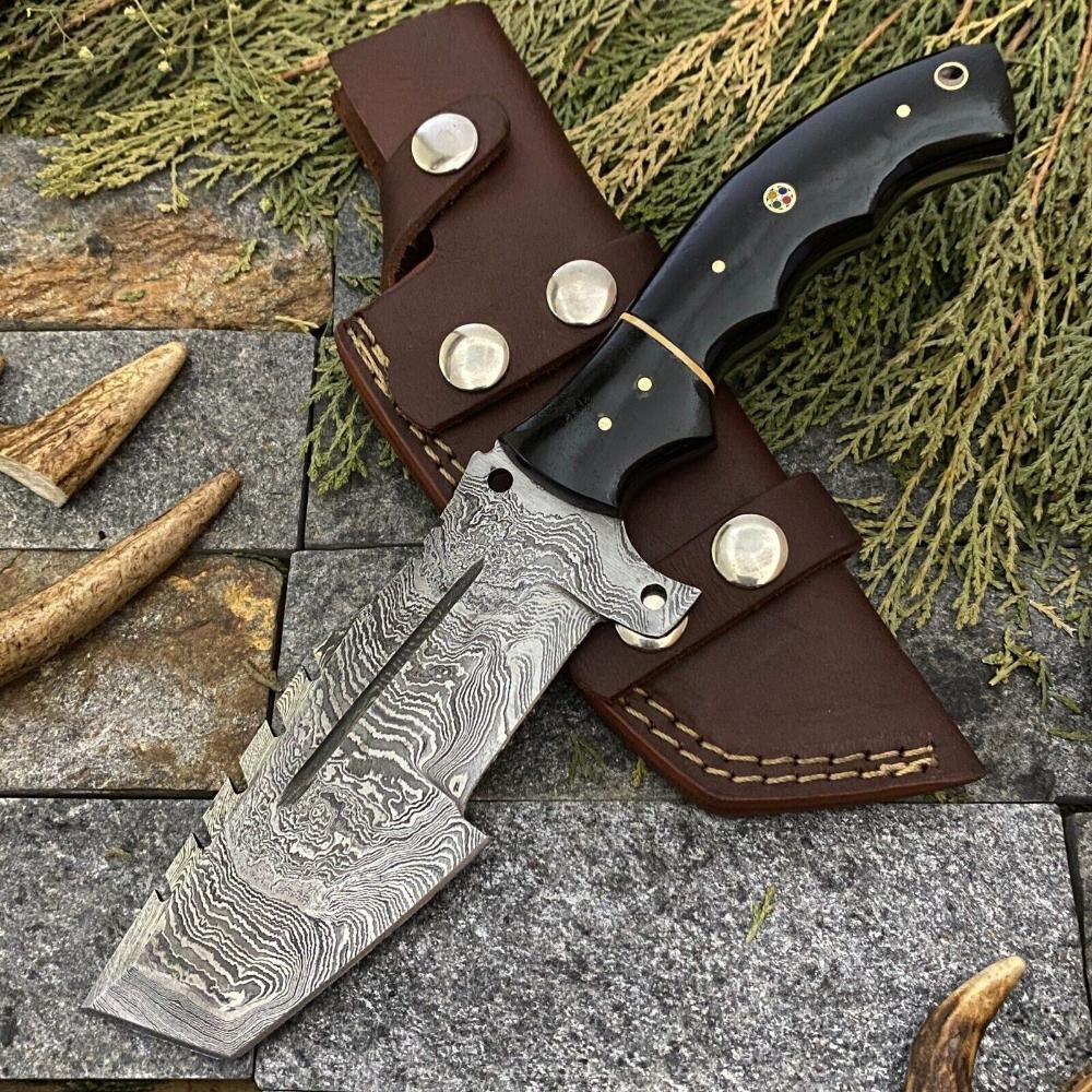 Tracker Hunting Hand Forged Knife with Damascus Steel Blade