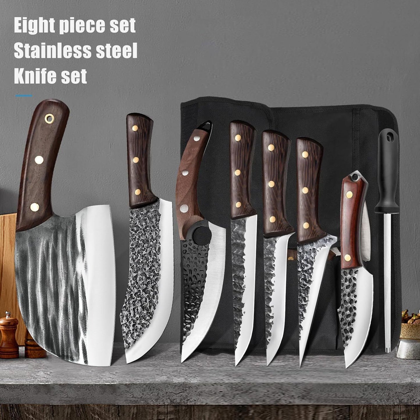 Hand Forged Damascus Steel Chef Knife Set