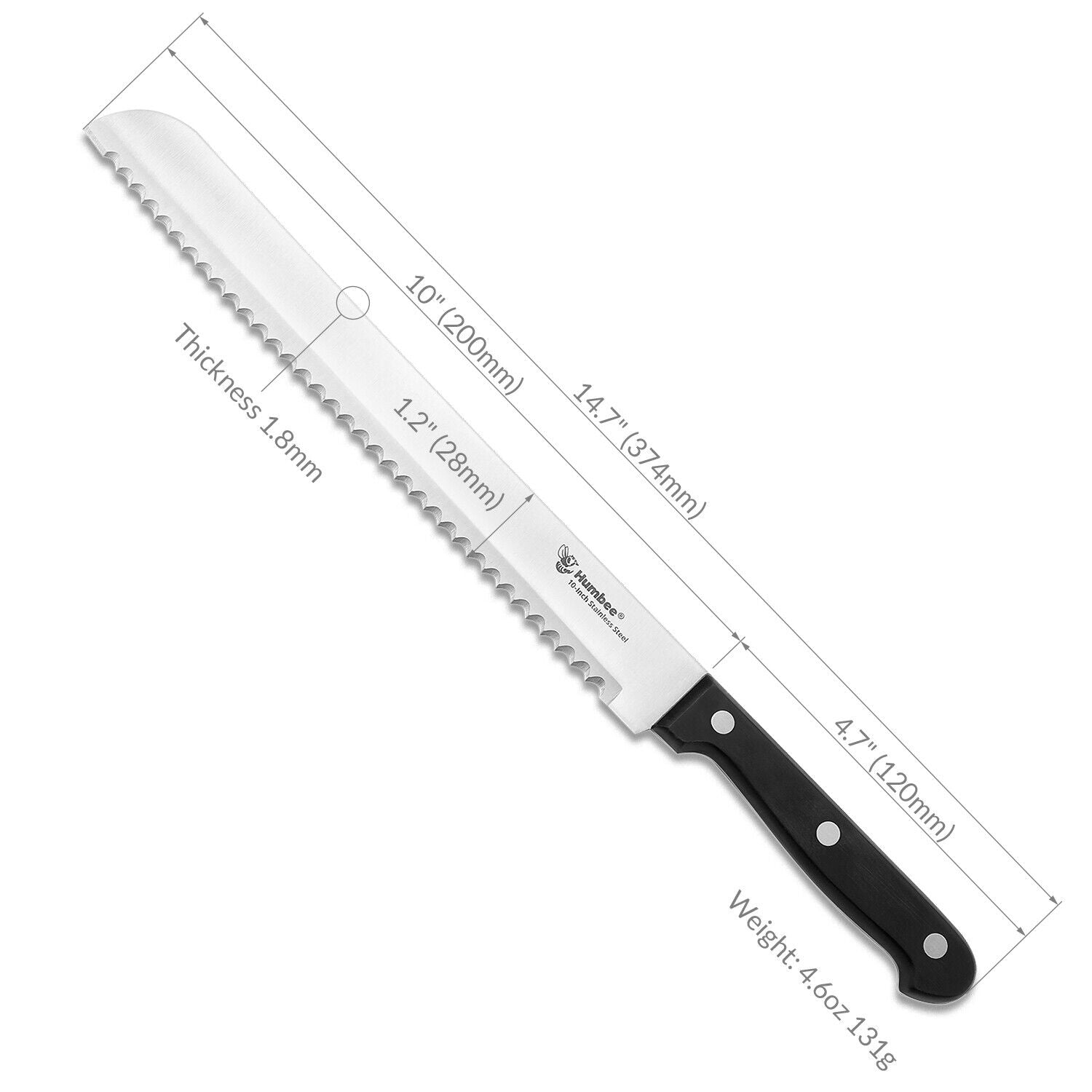 Humbee Chef Stainless Steel Serrated Bread Knives