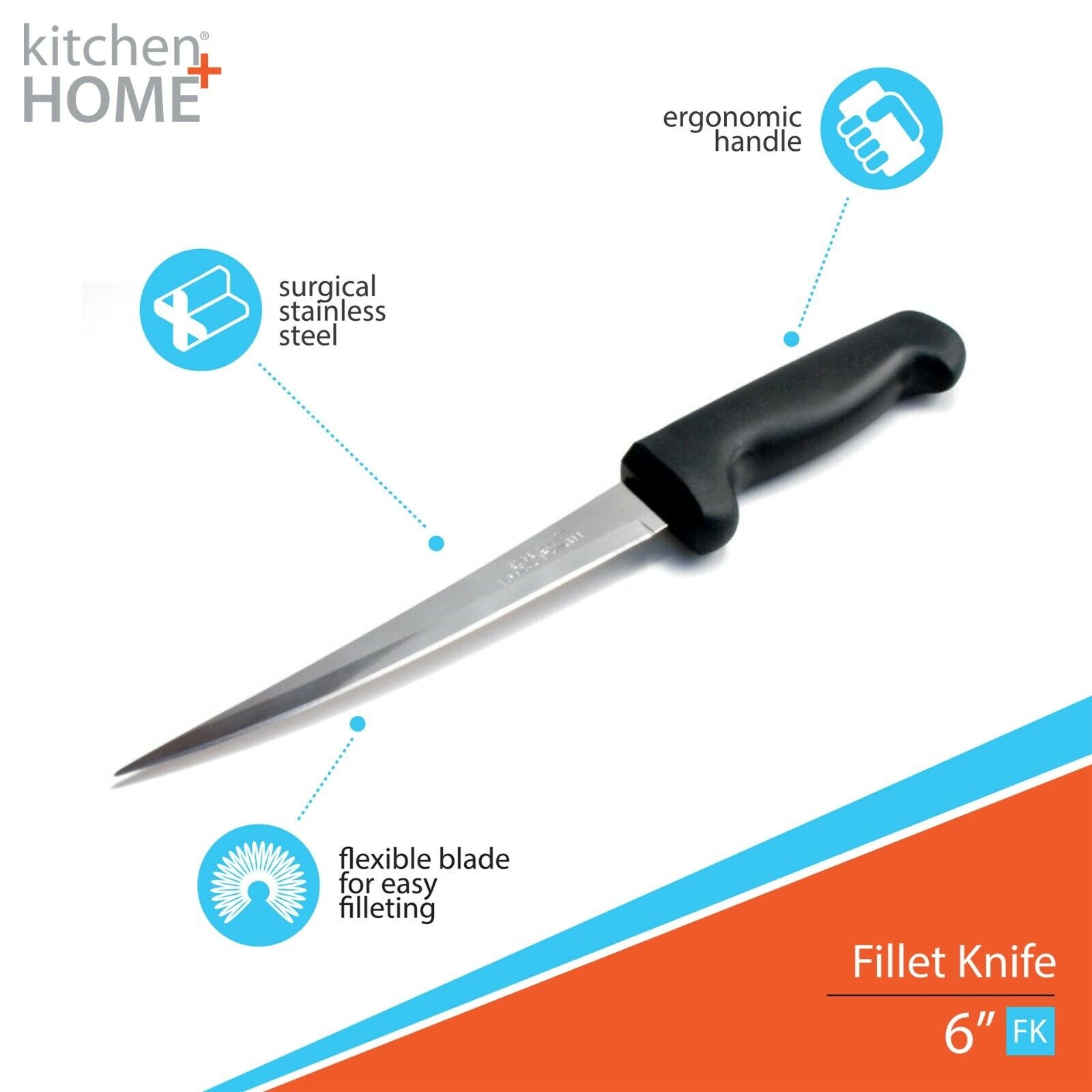 Flexible Stainless Steel Fillet Knife with Ultra Sharp Blade