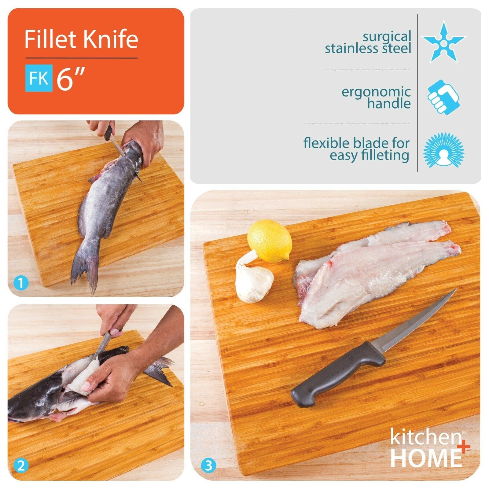 Flexible Stainless Steel Fillet Knife with Ultra Sharp Blade