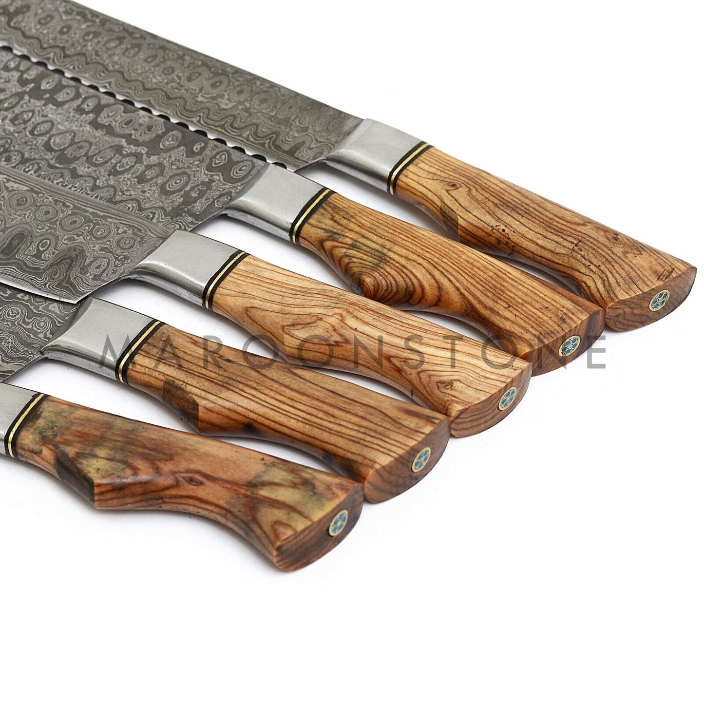 Custom Handmade Damascus Chef Knife Set