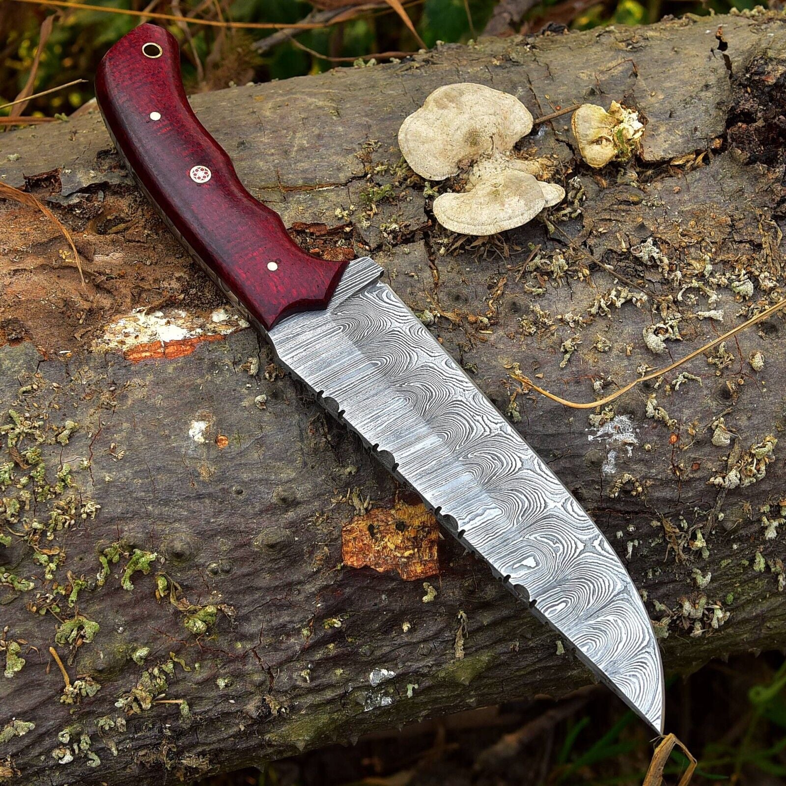 Custom Damascus Fixed Blade Hunting Knife with Sheath