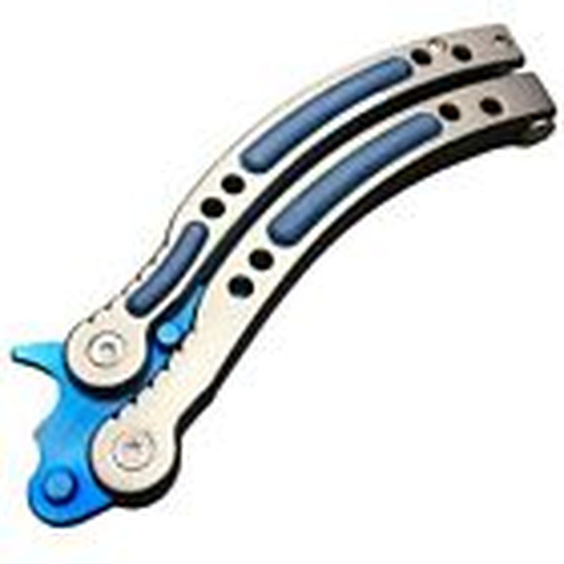 CSGO Blue Slaughter Butterfly Knife � Tactical Balisong Combat Trainer