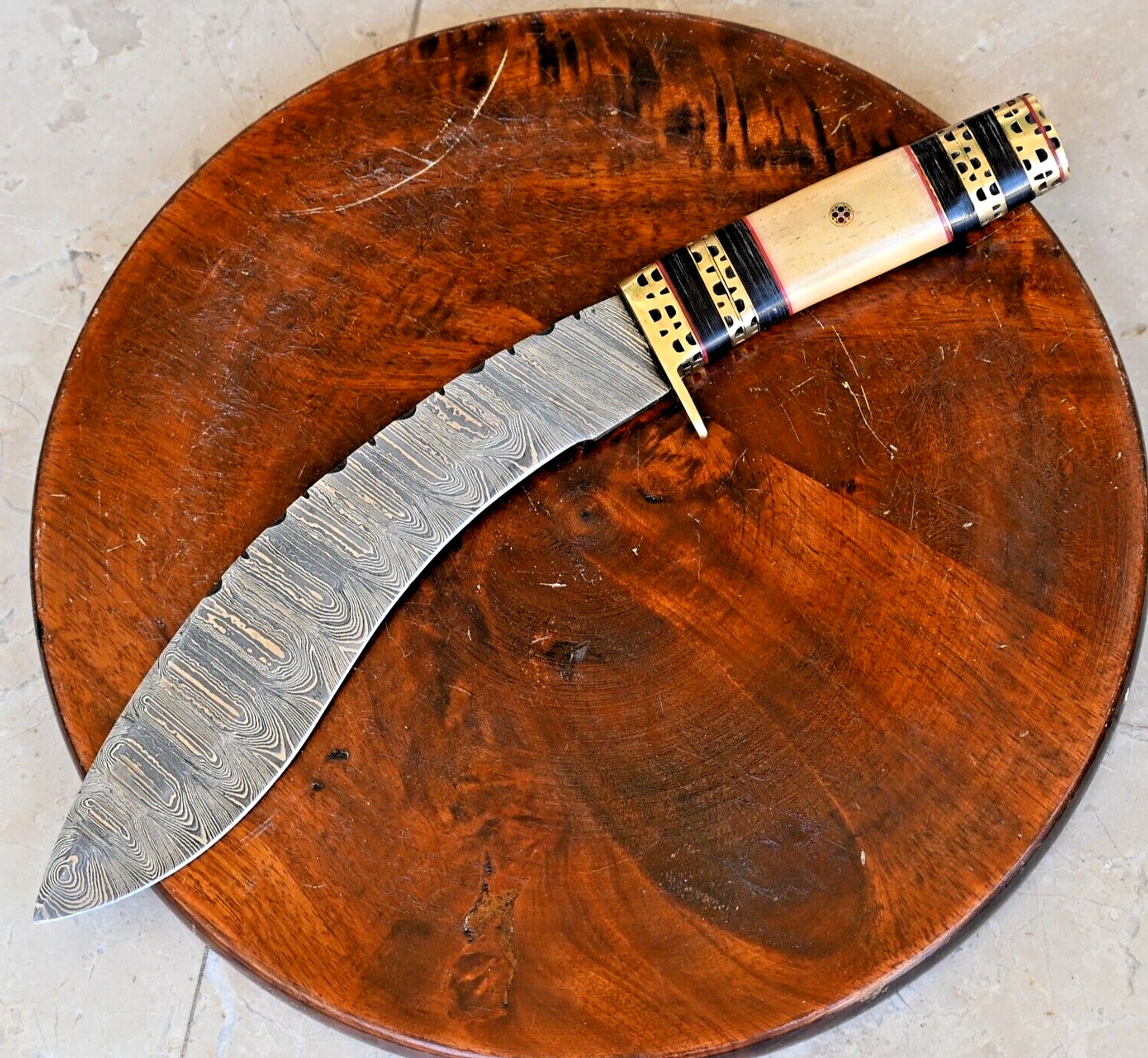 Handmade Damascus Steel Kukri Knife for Bushcraft Survival