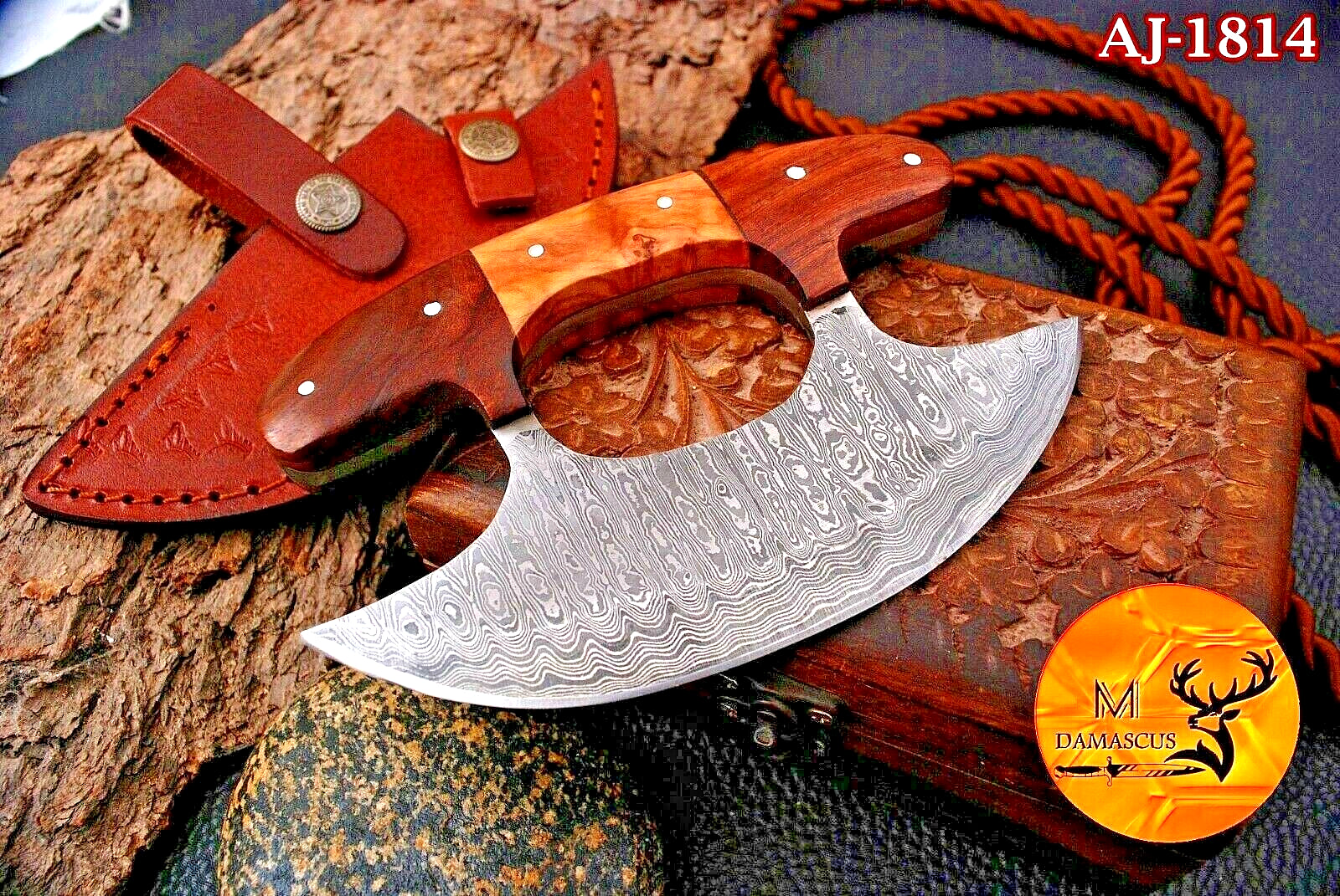 CUSTOM HAND MADE FORGED DAMASCUS STEEL ULU KNIFE/CHEF KNIFE KITCHEN KNIFE 1814