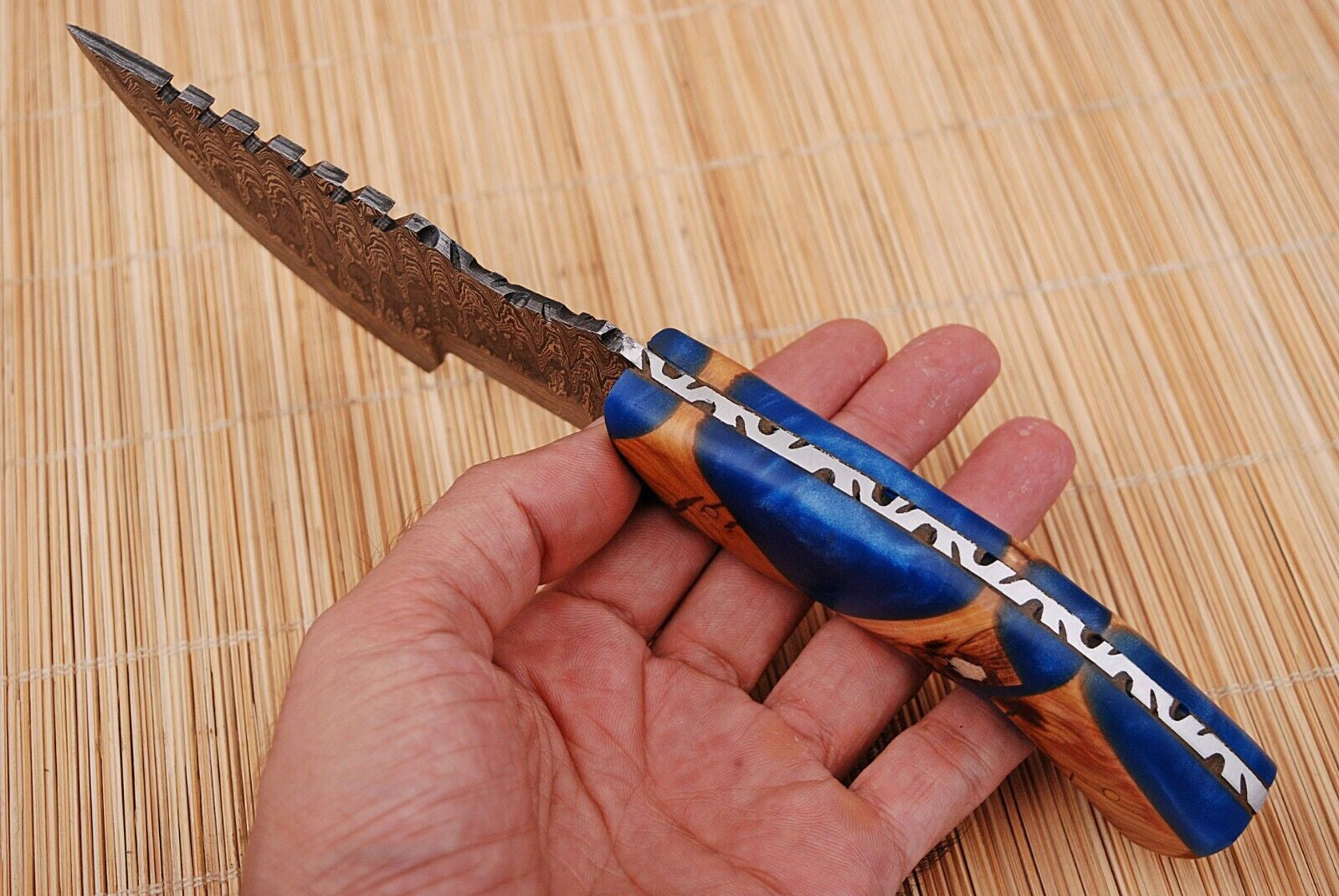 Damascus Steel Tracker Knife with Risen Handle