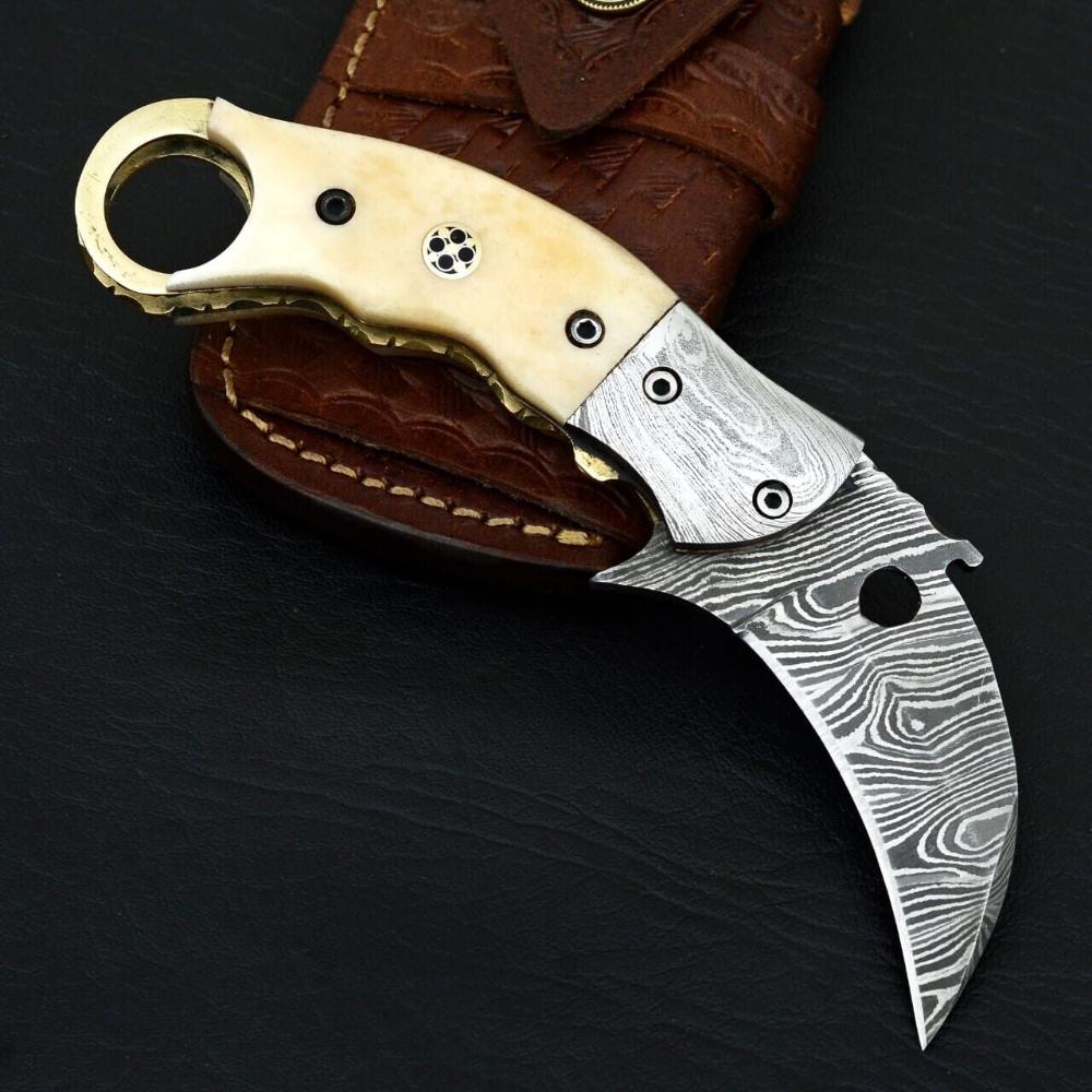 CSGO Look Damascus Steel Folding Karambit Knife