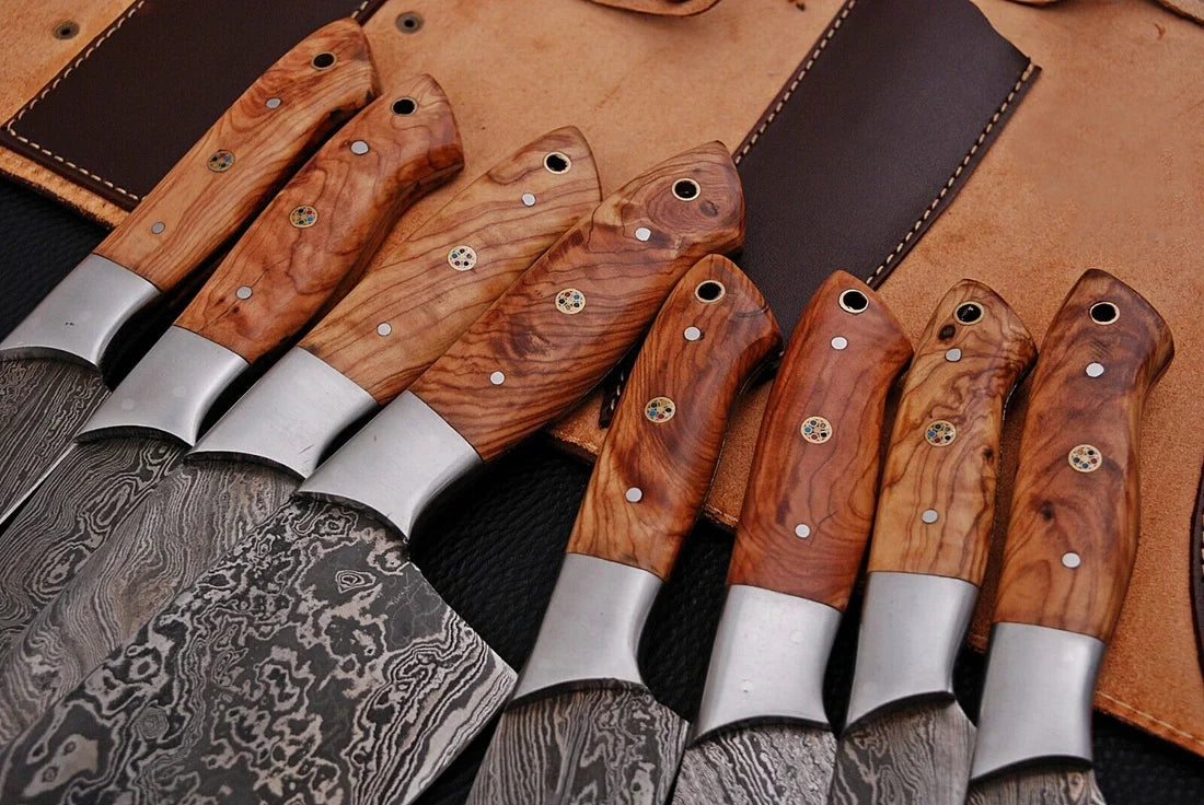 Damascus Chef Knife Set - Custom Forged