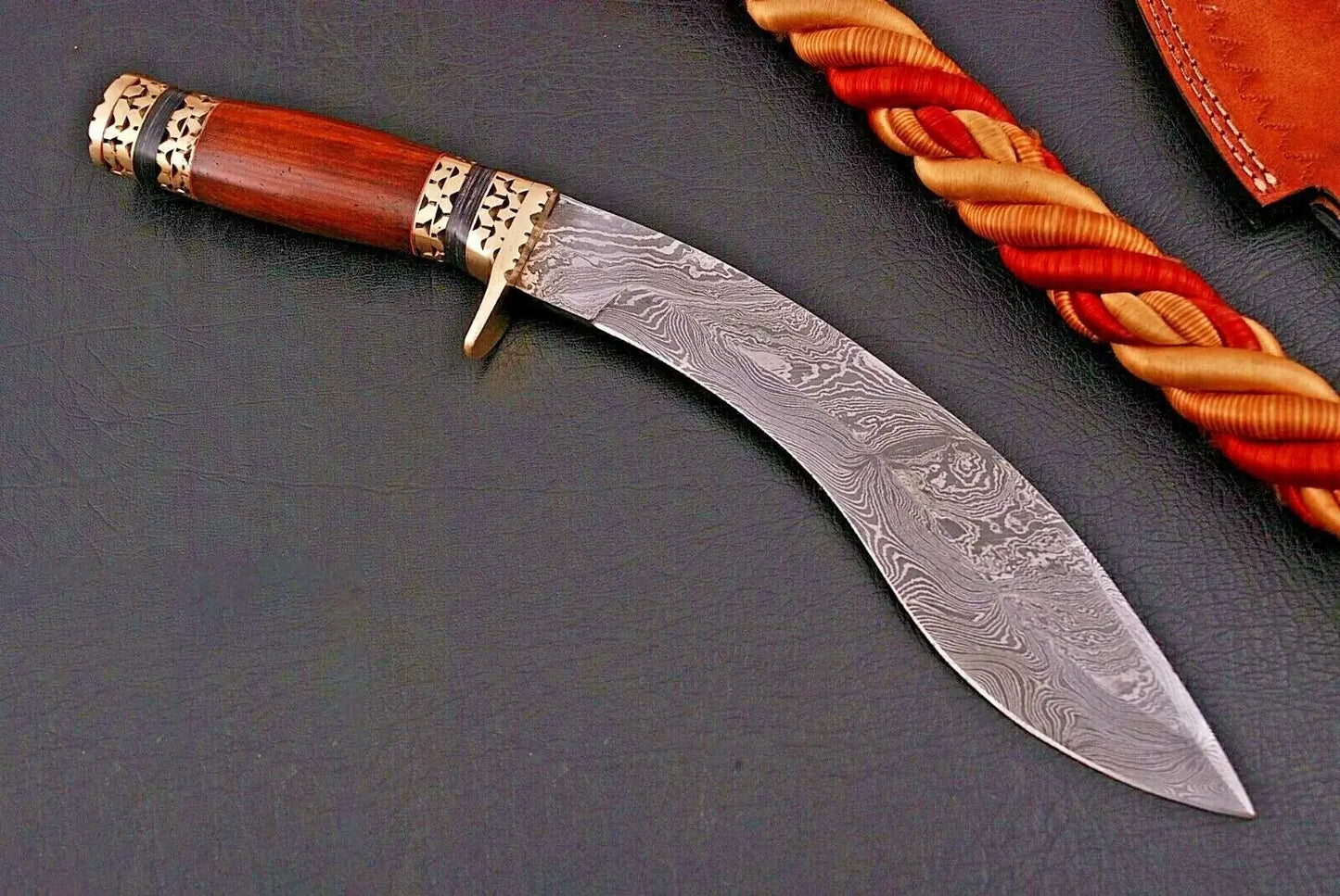 Custom Forged Damascus Kukri Knife for Survival and EDC Hunting