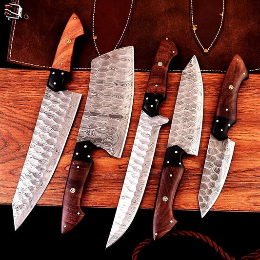 Custom Damascus Chef Knife Set