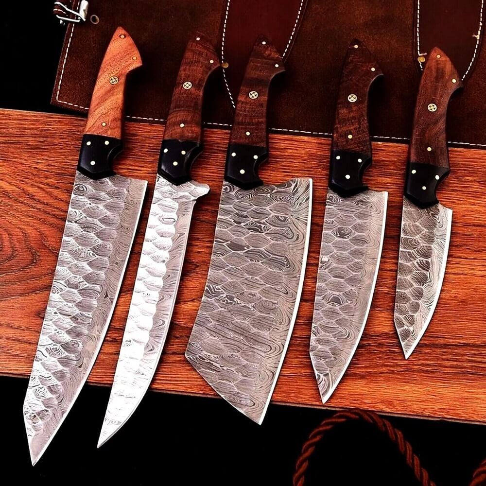 Custom Damascus Chef Knife Set - Forged Cutlery