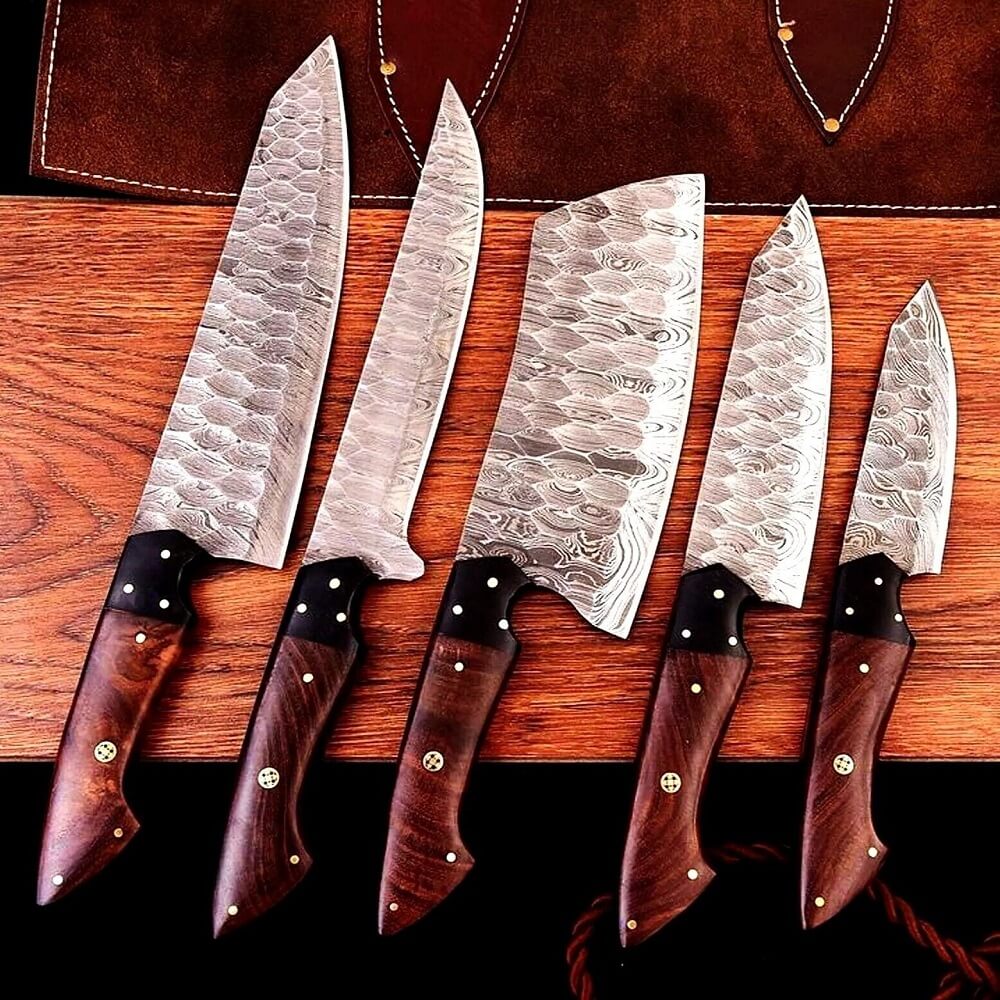 Custom Damascus Chef Knife Set - Forged Cutlery