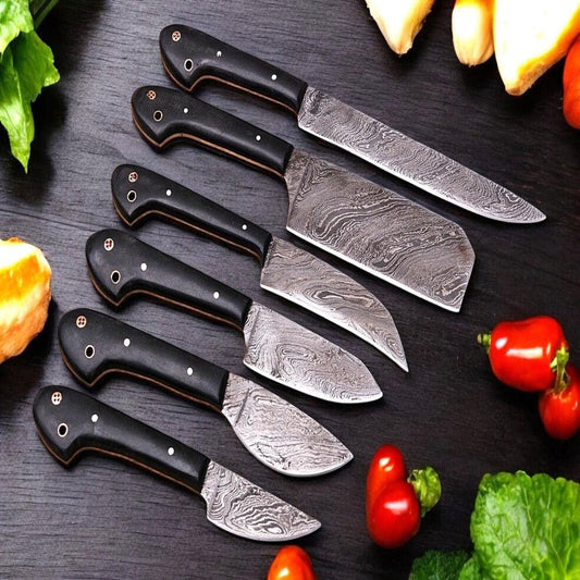 Custom Damascus Steel Chef Knife Set - Premium Kitchen Cutlery