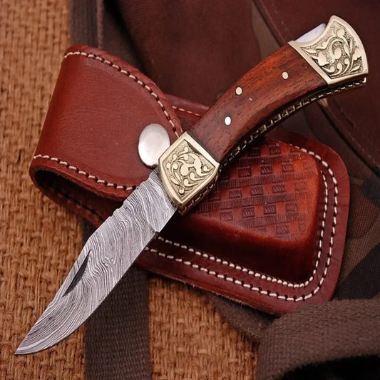 Custom Damascus Tactical Folding Pocket Knife