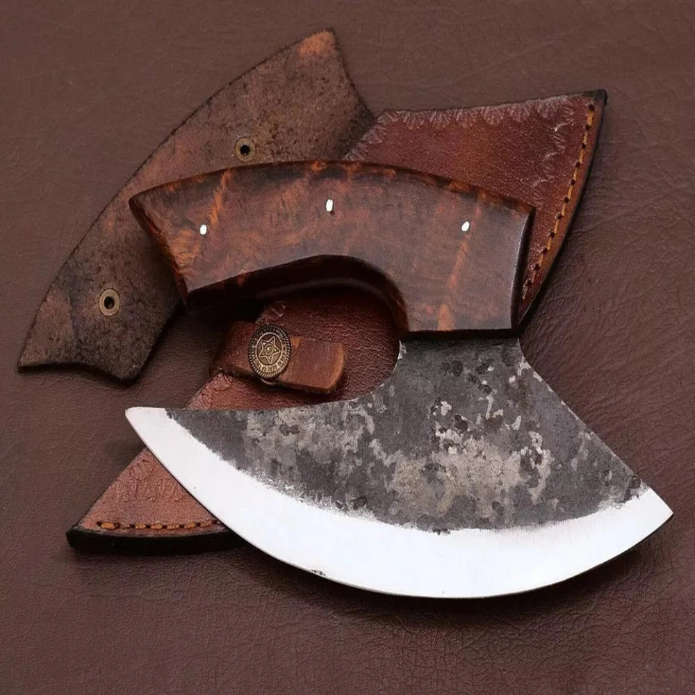 Custom Hand-Forged Carbon Steel Alaskan Ulu Knife