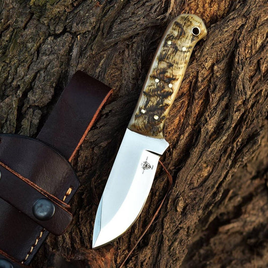 Custom Handmade D2 Steel Knife Blade with RAM HORN Handle