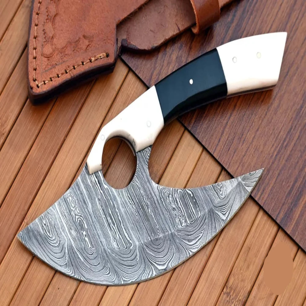 Custom Handmade Damascus Steel Ulu Knife