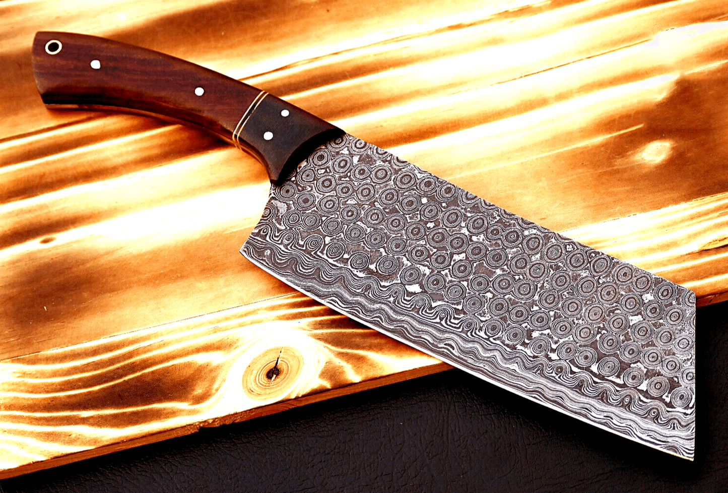 Damascus Steel Cleaver Knife for Meat Chopping and Butchering